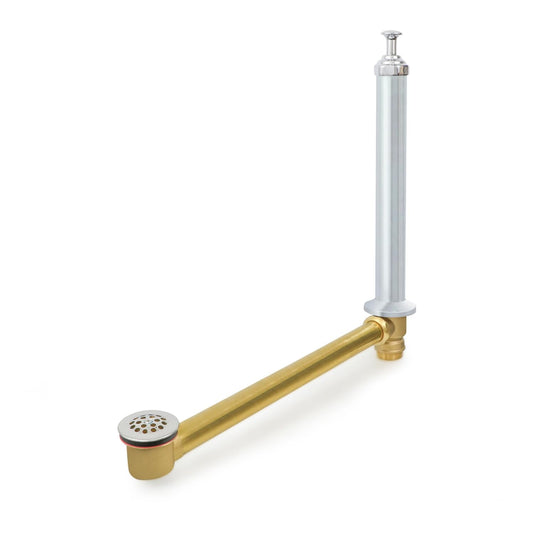 Highcraft 1-1/2" Brass Standing Bath Waste & Overflow Combination Male & Female, 19" Brass Tube