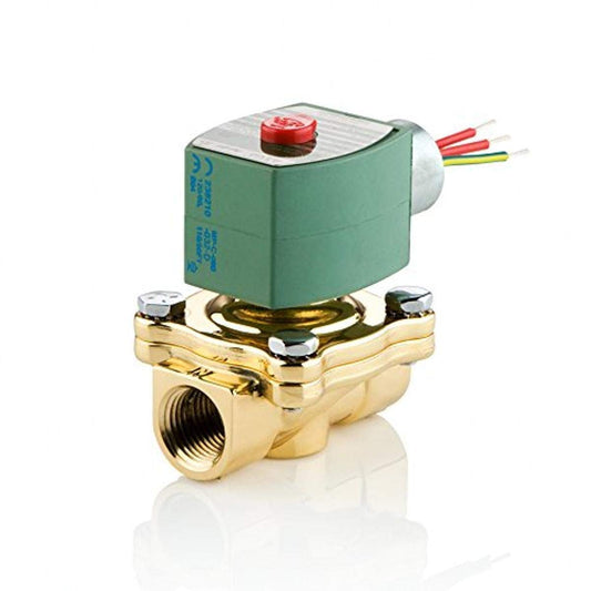 ASCO 8210G035-120/60,110/50 Brass Body Pilot Operated General Service Solenoid Valve, 3/4" Pipe Size, 2-Way Normally Open, Nitrile Butylene Sealing, 3/4" Orifice, 5.5 Cv Flow, 120V/60 Hz, 110V/50 Hz