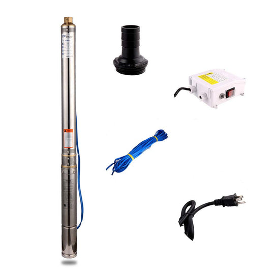 SHYLIYU Submersible Pumps 3" OD Pipe 110V/60HZ 0.55KW 0.75HP Stainless Steel Deep Well Pumps 1" Outlet Submersible Bore Pump Deep Well Pump with Control Box for Industrial and Home Use