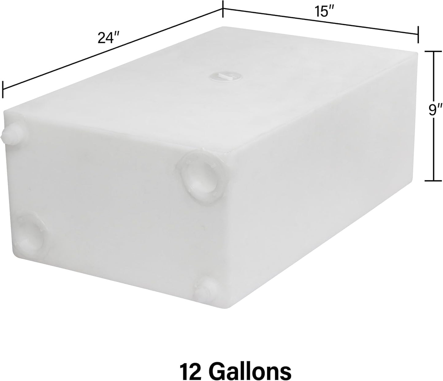 Ameri-Kart 12 Gallon RV Fresh Water Tank, Potable Water Storage Tank for Drinking, Cooking, Cleaning, and Showering, Use in Campers, Trailers, Motorhomes, and RVs, Cube Shape, 24" x 15" x 9" (WT-5544)