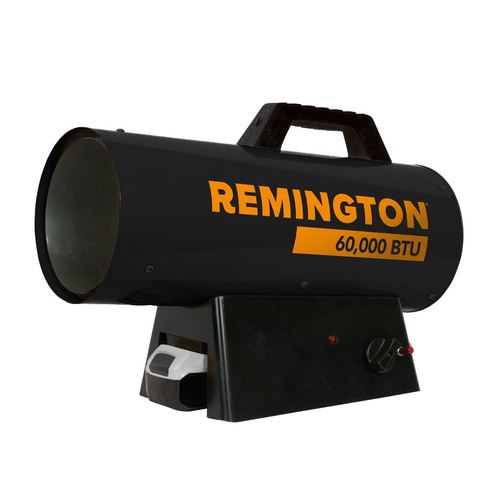 Remington 60,000 BTU LP Propane Forced Air Heater with Electric Start | For Garages, Barns and Workshops (REM-60VBOA-GFA-B)