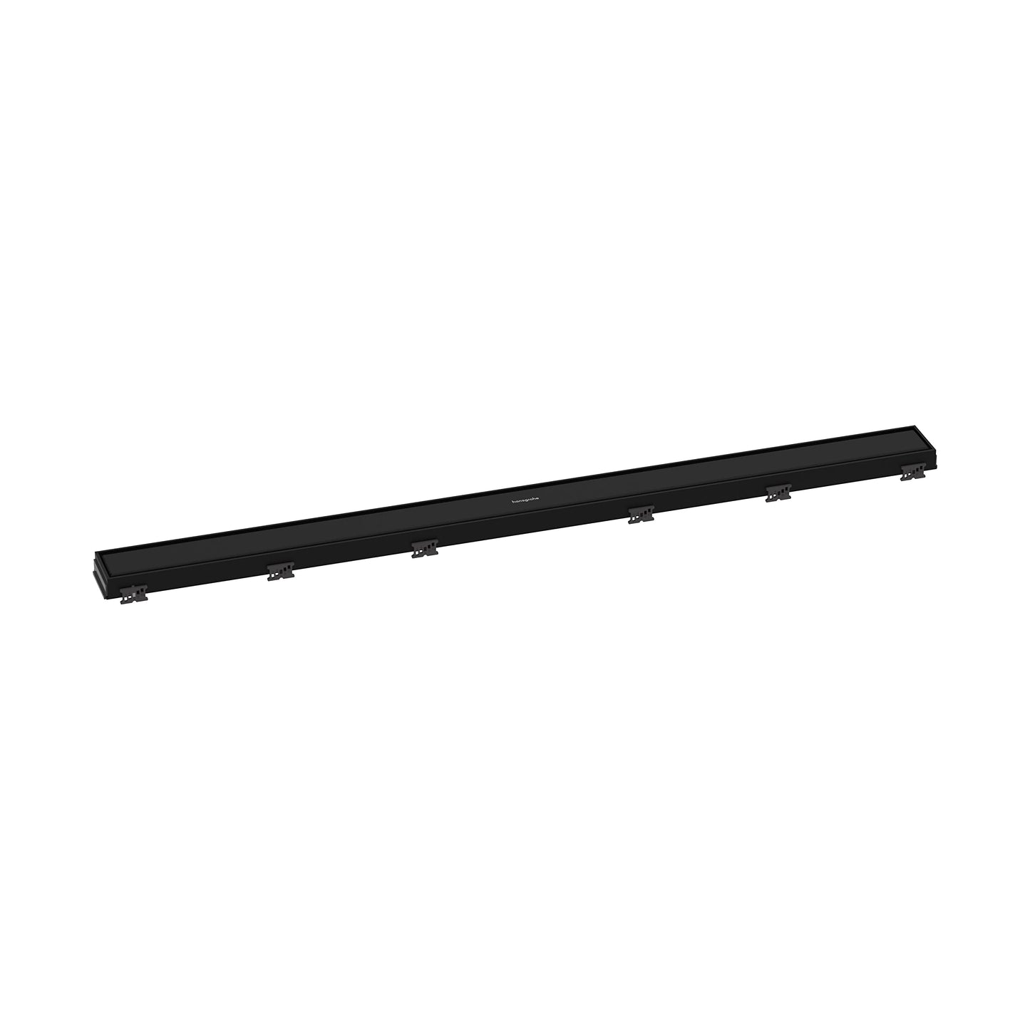hansgrohe RainDrain Match Linear Tileable Shower Drain for 39 3/8" Rough with Height Adjustable Frame in Matte Black, Stainless Steel Rectangle Shower Floor Drain