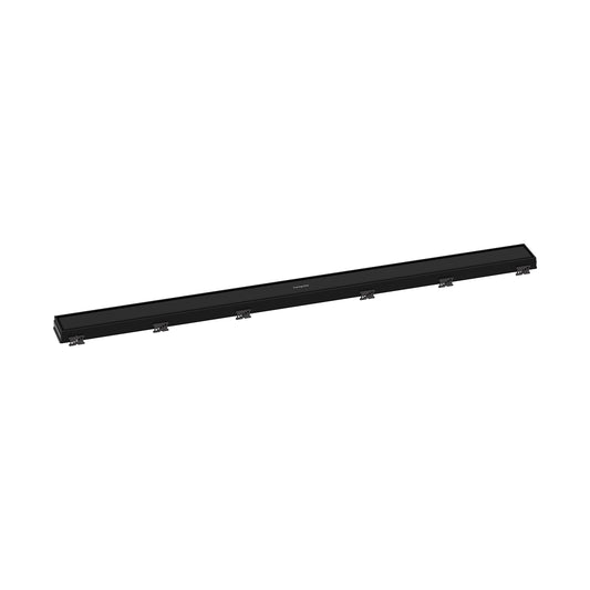 hansgrohe RainDrain Match Linear Tileable Shower Drain for 39 3/8" Rough with Height Adjustable Frame in Matte Black, Stainless Steel Rectangle Shower Floor Drain