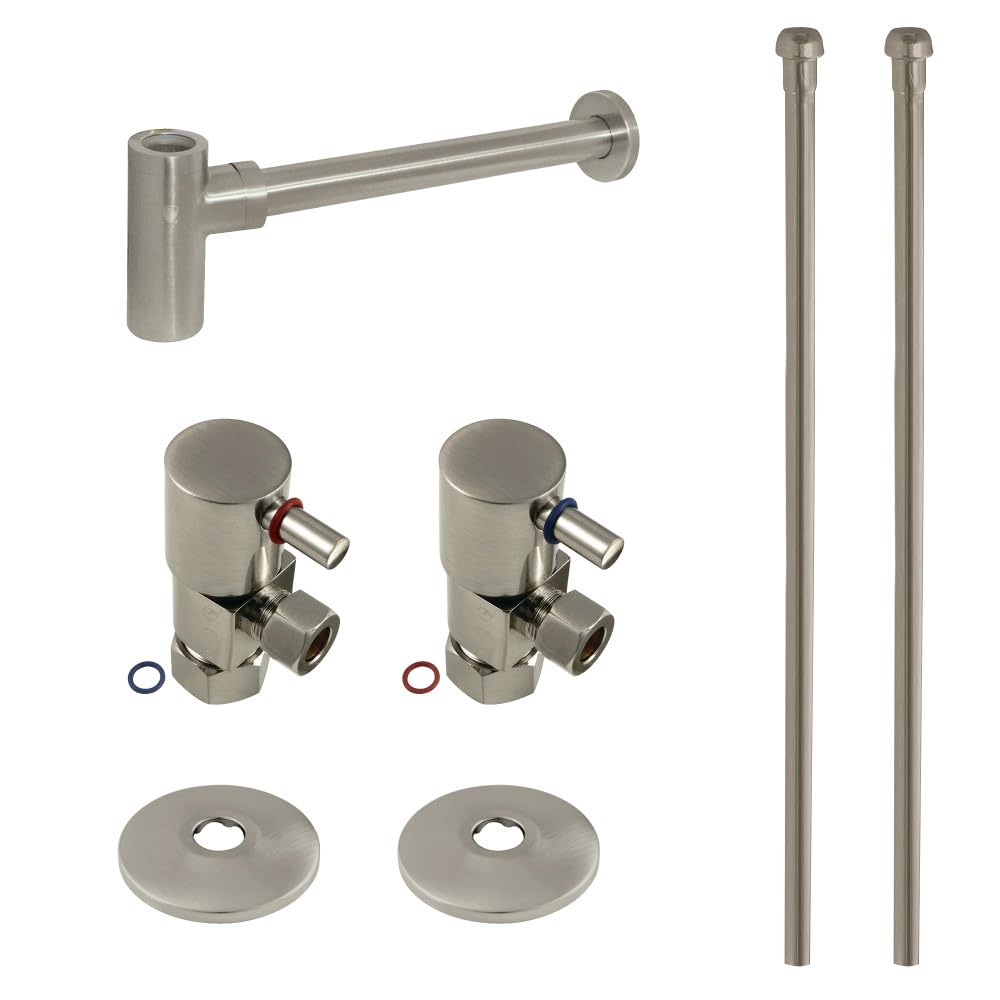 Kingston Brass CD53308DLLKB30 Trimscape Modern Plumbing Sink Trim Kit with Bottle Trap in Brushed Nickel