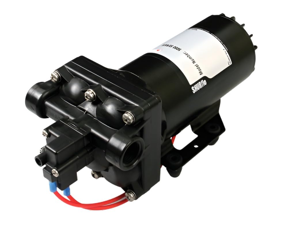 PENTAIR SHURFLO 5059-1310-D011 12 VDC Automatic Demand Diaphragm Pump, 5.3 GPM, 90 PSI, 1/2" NPTF Port, Self Priming 8 ft, Chemical Resistant Water Pump for Spraying, Transfer, Industrial Use