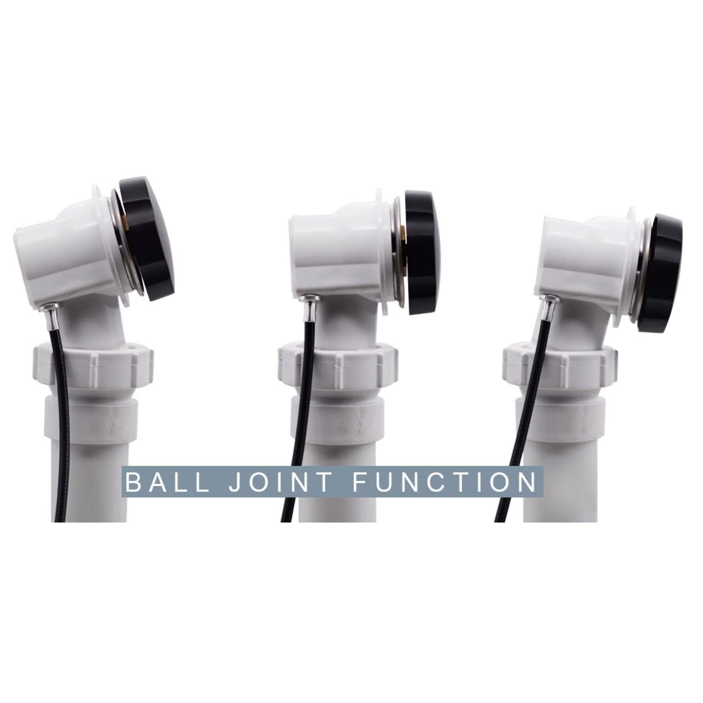 Westbrass Sch. 40 PVC 27 in. Cable Drive Bath Waste - Ball Joint Head, Satin Nickel, D50P27BJ-07
