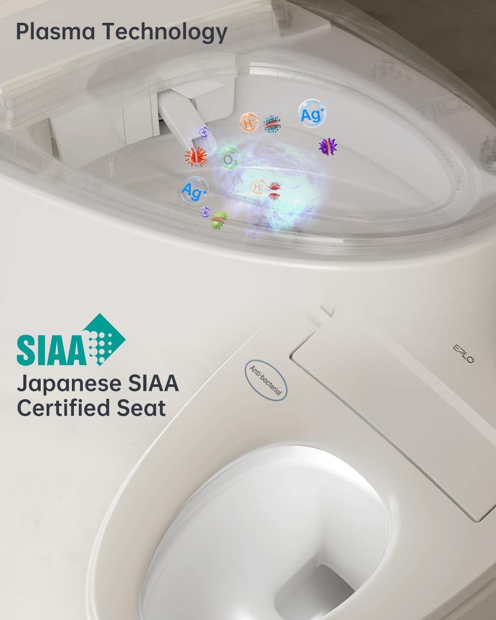 EPLO Smart Toilet Bidet,Auto Open Close,Foam Shiled,1000 Gram MaP Flush Score,Men's Auto Urinal Flush,Moving Dryer,ADA Comfort Chair Height,Heated Seat,Elongated Toilet with Tank Built in E18MAX