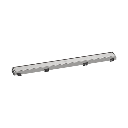 hansgrohe RainDrain Match Linear Tileable Shower Drain for 27 5/8" Rough with Height Adjustable Frame in Brushed Stainless Steel, Stainless Steel Rectangle Shower Floor Drain