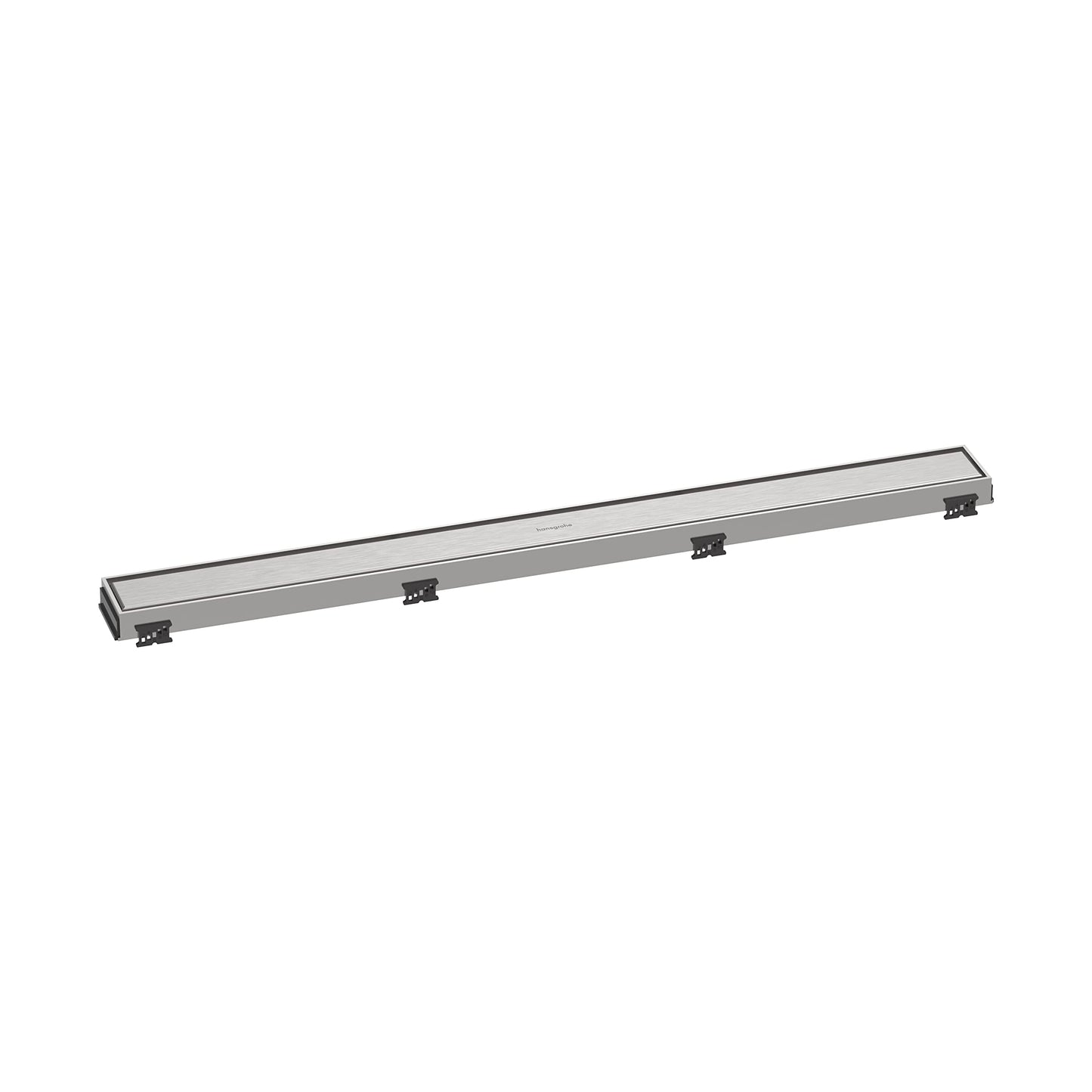 hansgrohe RainDrain Match Linear Tileable Shower Drain for 31 1/2" Rough with Height Adjustable Frame in Brushed Stainless Steel, Stainless Steel Rectangle Shower Floor Drain