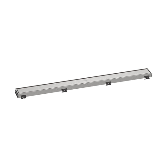 hansgrohe RainDrain Match Linear Tileable Shower Drain for 31 1/2" Rough with Height Adjustable Frame in Brushed Stainless Steel, Stainless Steel Rectangle Shower Floor Drain