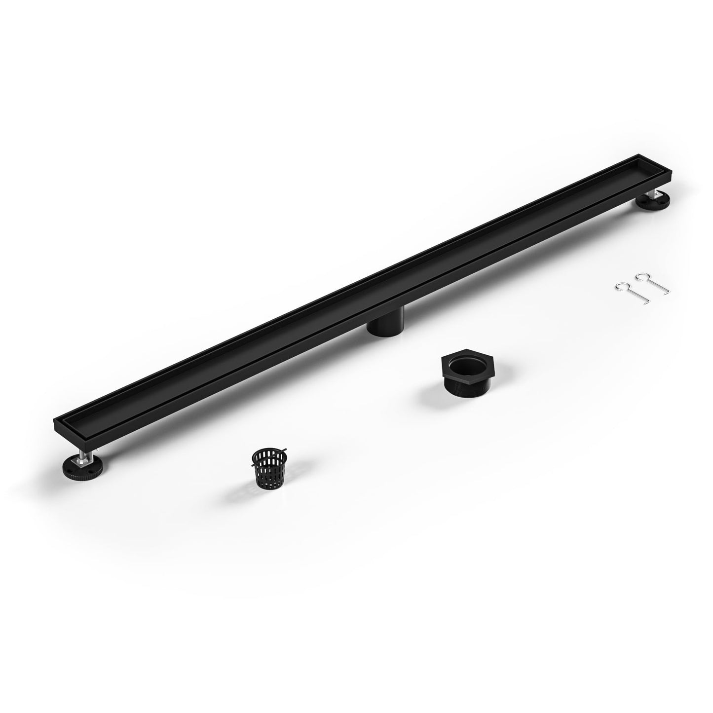 Bernkot Linear Shower Drain 42", Matte Black Floor Drain with Tiled Insert Grate & Hair Strainer, 304 Stainless Steel Bathroom 2-in-1 Tiled in Drain, CUPC Certified (Matte Black, 42'')