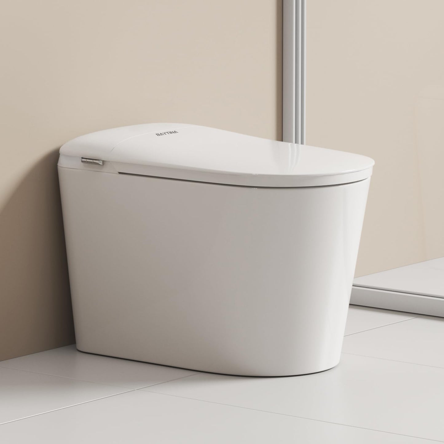 BAYTINA Smart Toilet with ADA Comfort Height Heated Seat, Night Light, Tankless Auto Toilet Flushing, Foot Sensor Operation, Modern Elongated One-Piece Toilet for Bathrooms