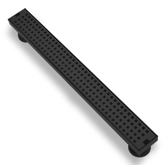48 Inch Linear Shower Drain - Matte Black 304 Stainless Steel Rectangular Floor Drain with Adjustable Leveling Feet, Hair Strainer and Removable Grate