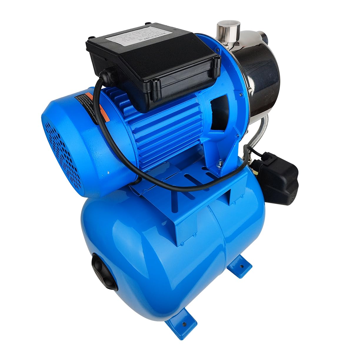 SHYLIYU 1.6Hp SS Shallow Well & Pressure Booster Pump 110V Water Transfer 48m 15GPM Automatic for Home Garden Sprinkler System Lawn Farm Draining Irrigation