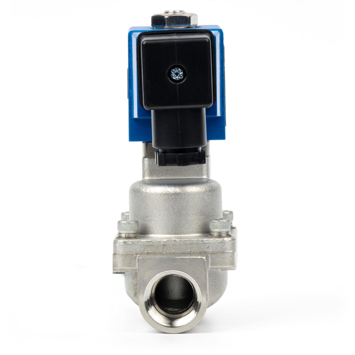U.S. Solid 1/2" High Pressure Solenoid Valve, 24V DC, Stainless Steel, 100 bar, -76°F to 248°F – Heat-Resistant, High-Pressure Valve for Industrial Use, Water, Gas, Oil and Fluid Control