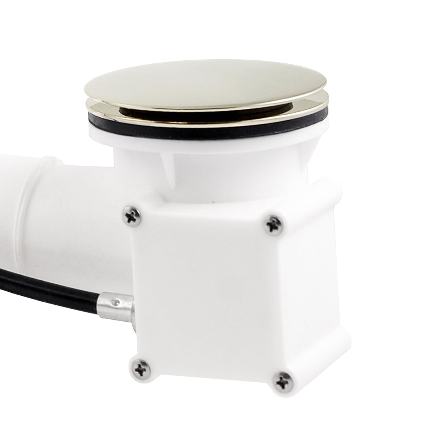 Westbrass A50P27TLERE-05 27" Cable Drive Bath Drain Trim Kit with Rotary Overflow Cover Knob, Pop-Up Stopper and Poly Tubular Pipes & Fittings, Polished Nickel