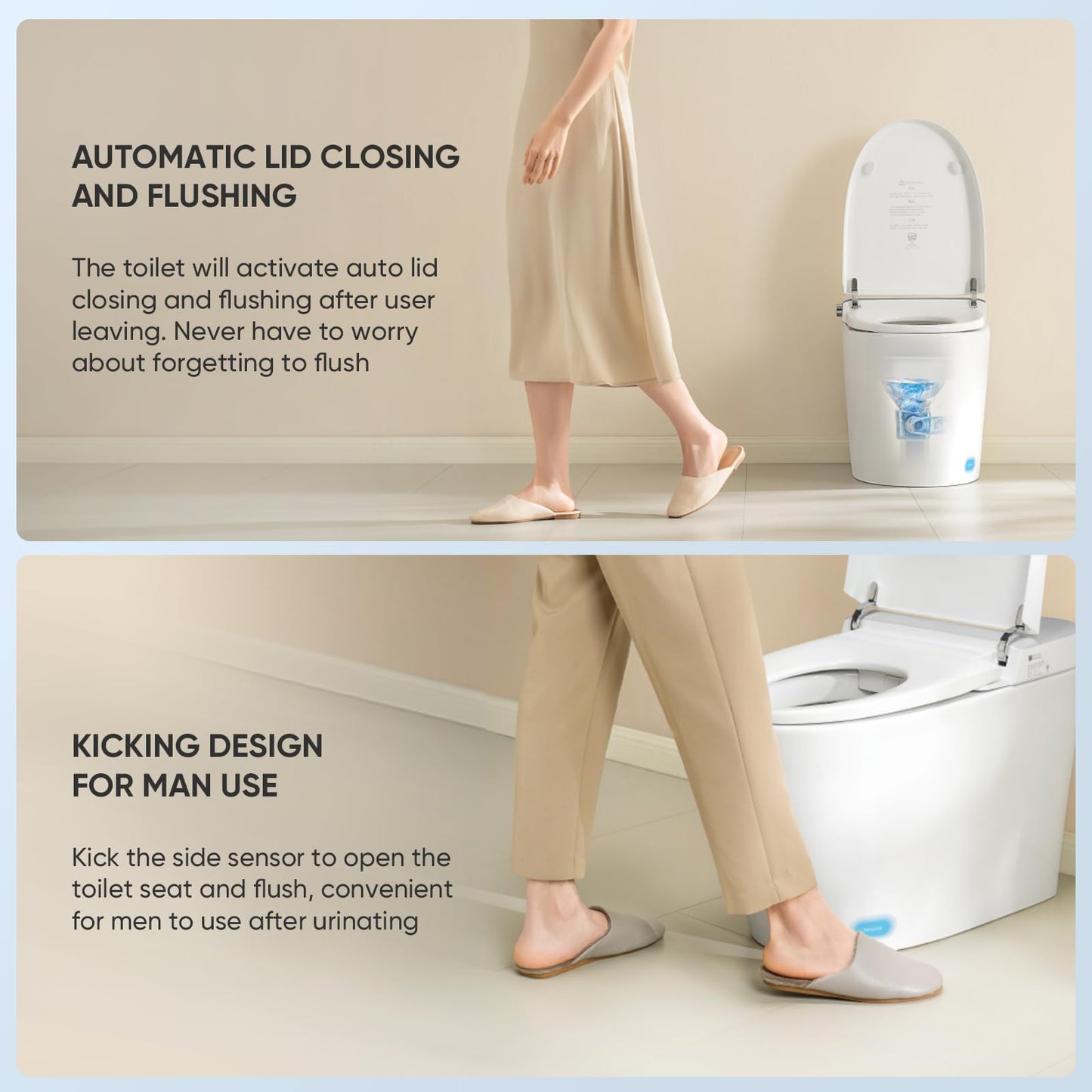 LEIVI Smart Toilet with Built-in Bidet Seat, Tankless Toilet with Auto Lid Opening, Closing and Flushing, Heated Seat, Digital Display, Remote Control, Elongated