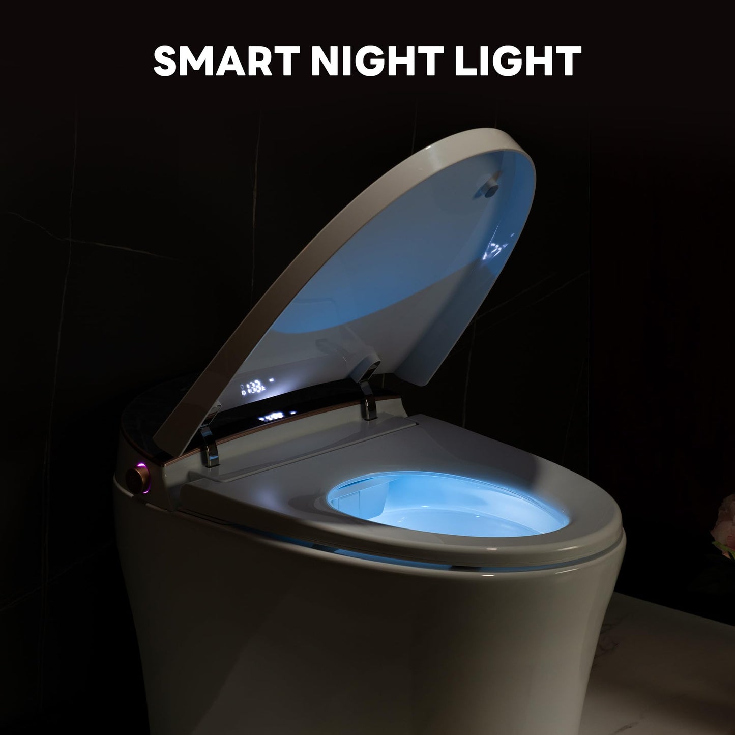 Casta Diva Smart Toilet with Bidet Built in, Auto Open/Close, Foam Shield, 1000g MaP Flush, Heated Seat, Foot Kick & Blackout Flush, Bidet Toilet with Night Light for Bathrooms