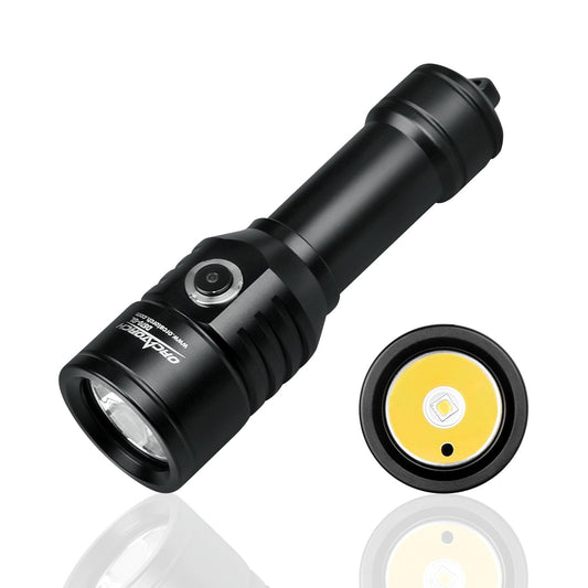ORCATORCH D570-GL 2.0 2-in-1 Scuba Diving Signal Light 1500 Lumens Underwater Flashlight, 1000M Green Beam and White LED Combo, Rechargeable Battery for Night Dive Training Instructor Cave Exploration