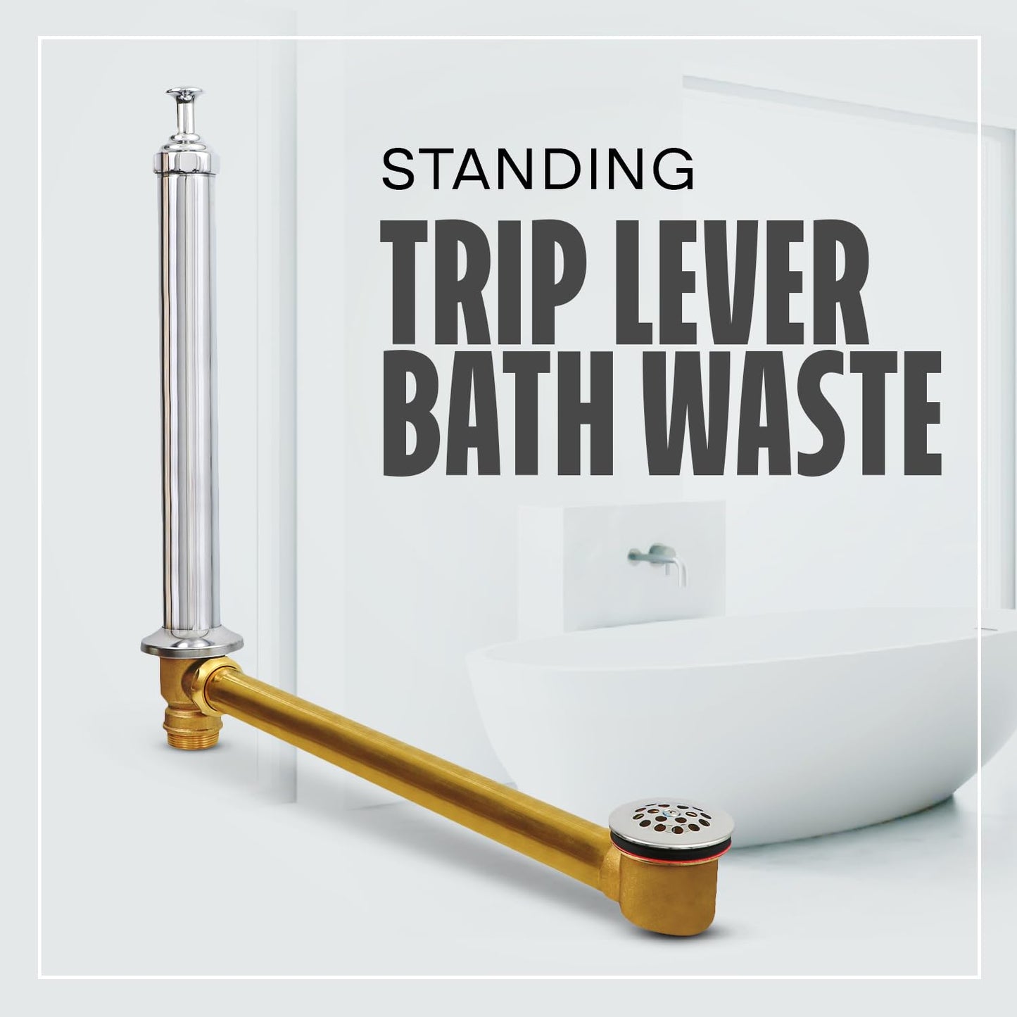 Highcraft 1-1/2" Brass Standing Bath Waste & Overflow Combination Male & Female, 19" Brass Tube