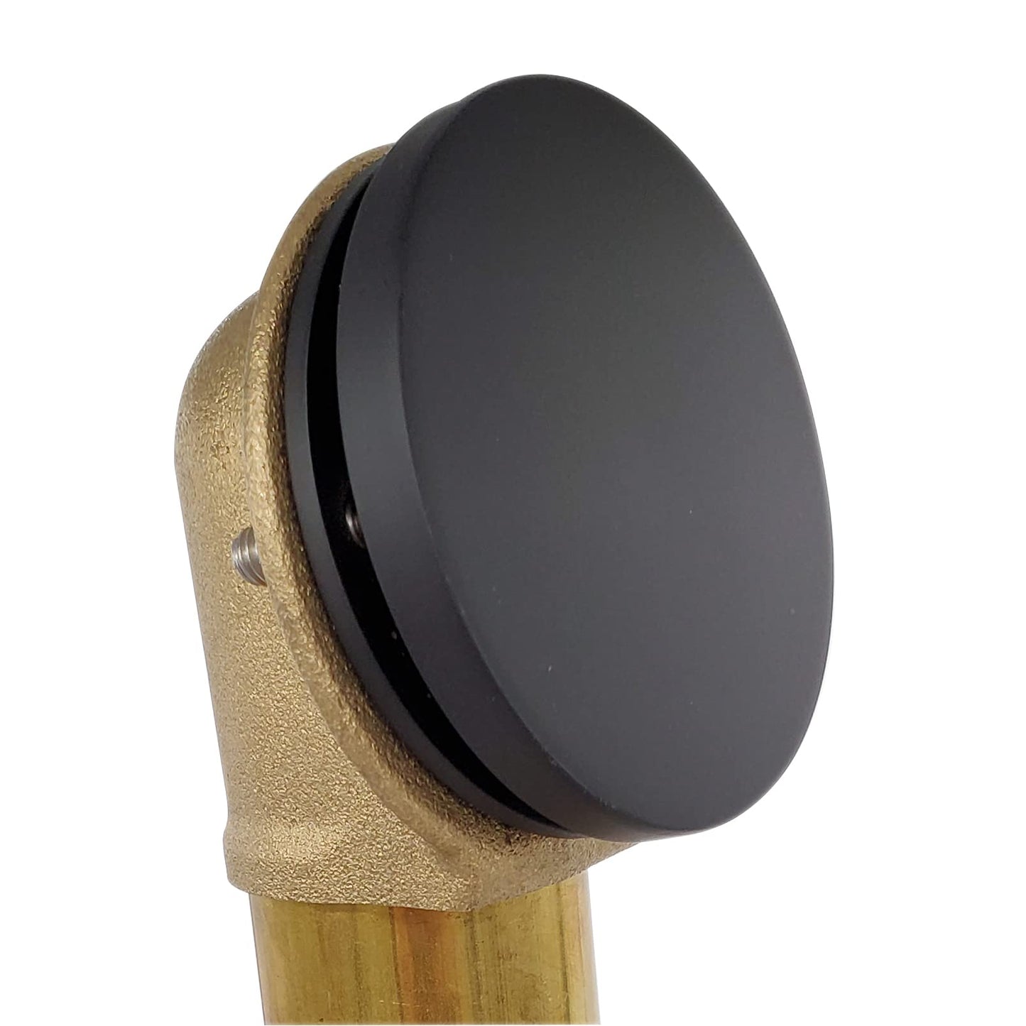 Westbrass 79417SWH-62 19" European Style Solder-In Brass Bath Waste Assembly with Twist & Close Drain and No-Hole Overflow, Matte Black