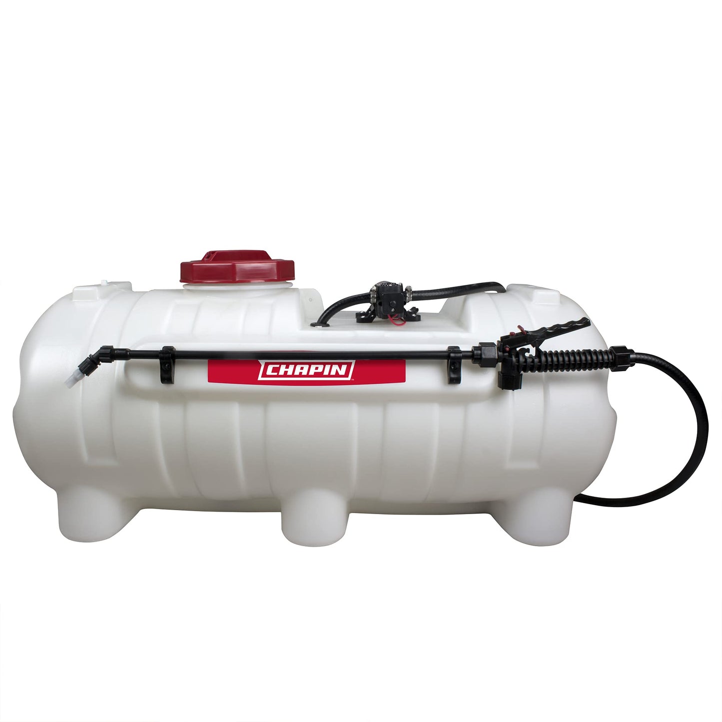 Chapin 97400E Made in the USA 25 Gallon ATV/UTV 12 Volt Mounted Spot Sprayer With 5 Inch Wide Mouth, High Performing 12 V Diaphragm Pump and Filtration System and 18 Inch Spray Wand, Translucent White
