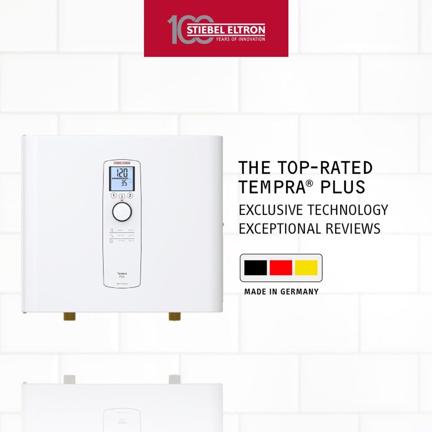 Stiebel Eltron Tankless Water Heater – Tempra 36 Plus – Electric, 36kW, On Demand Hot Water, Eco, White, Made in Germany
