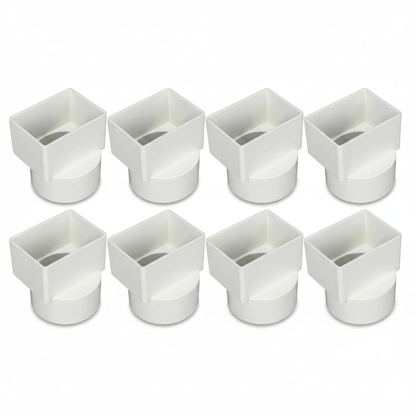 Sosation 8 Pcs 2"x3"x4" PVC Offset Downspout Drainage Adapter, Connects 2" X3" Downspout to 4" Round Sewer and Drain Pipe, Hub/spigot End, Universal Design to Fit All Types of 4" Round Drain Pipe Tile