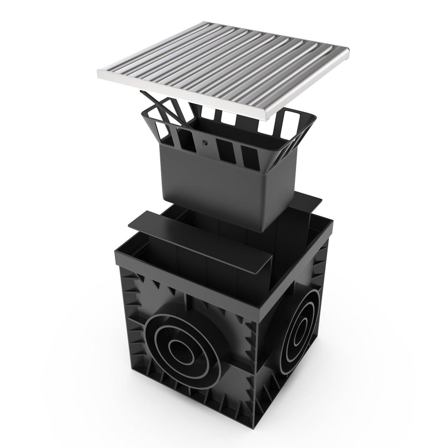 Vodaland - 12x12 Catch Basin Stainless Steel ADA/Heel Proof Grating Package with Debris Basket Included!