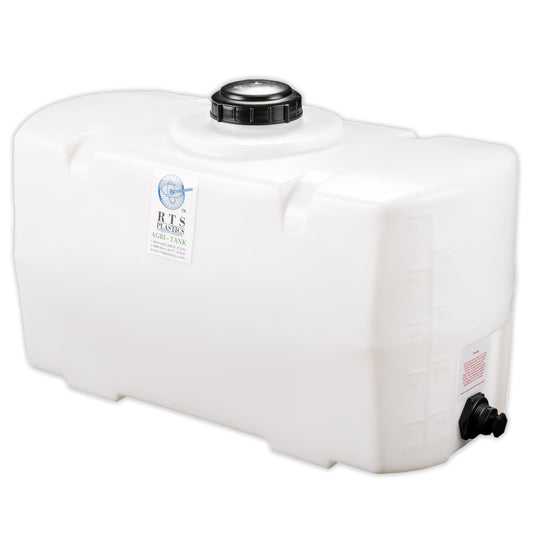 RTS Plastics Rotomolded Polyethylene PCO-50 Gallon Tank for Water and Non-Flammable Liquids with Molded Grad Strip and Siphon Elbow
