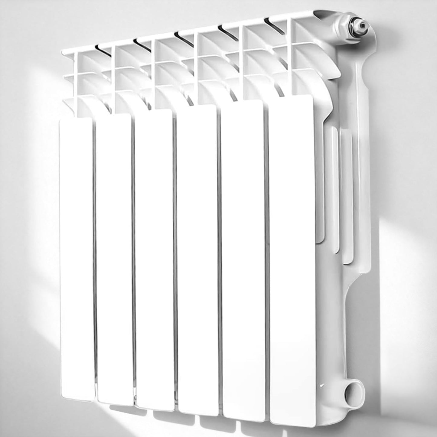 Quiet Energy Saving Hot Water Radiator, 6-Panel Wall-Mounted Aluminum Radiator Heater for Kitchen, Bathroom and Bedroom