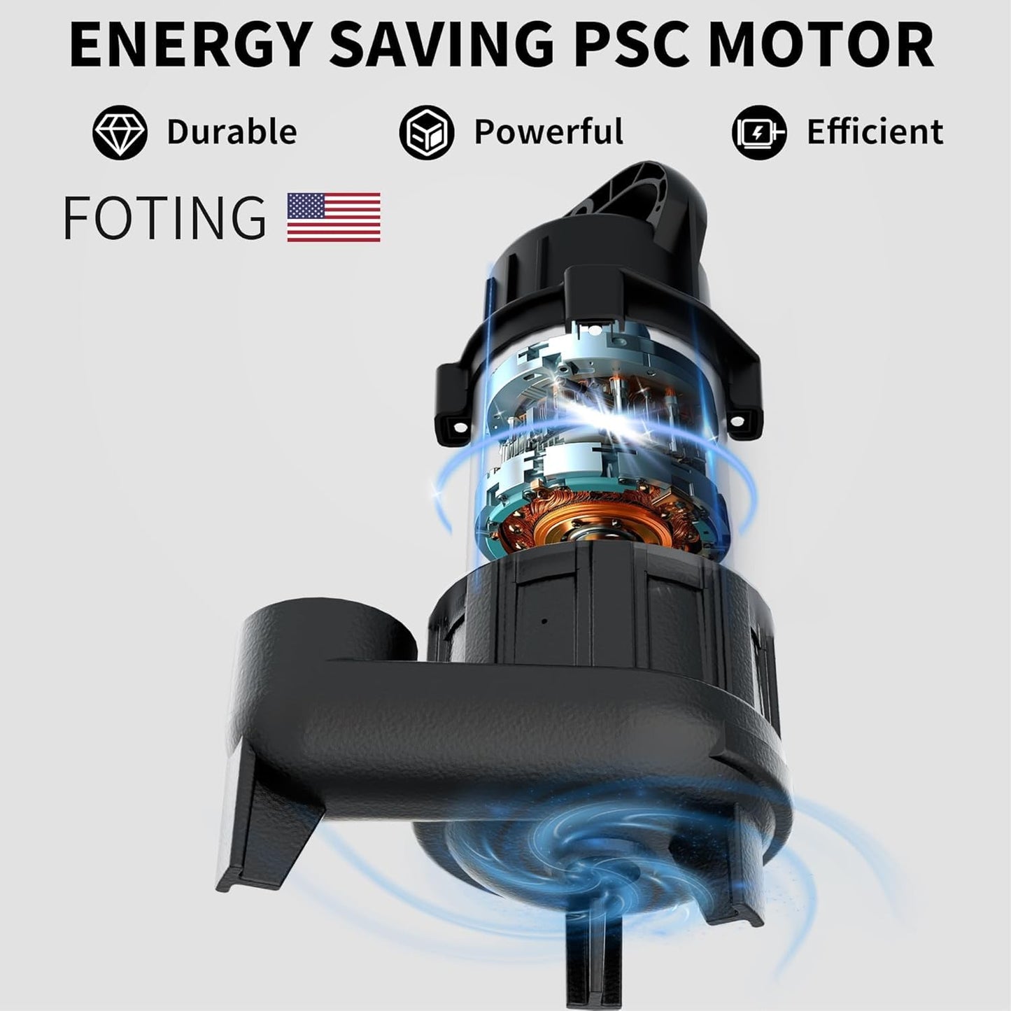 FOTING 1HP 5600 GPH 40FT Sump Pump Submersible Sewage/Effluent Pump - Heavy Duty Cast Iron Automatic/Manual - 115V Septic Pump for Sump Basin/Residential/Sewage/Basement, 2'' NPT,Black