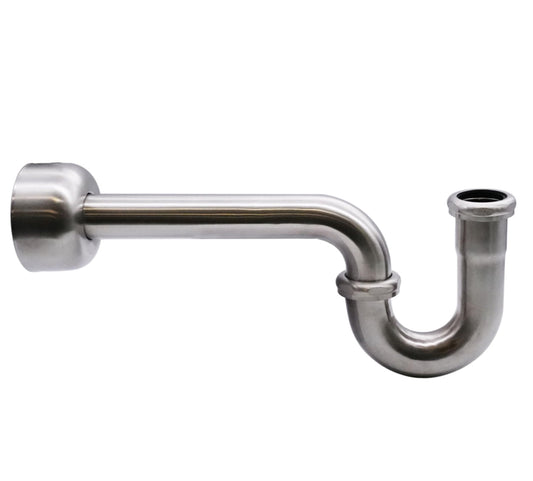Westbrass A401-1-07 1-1/4" x 1-1/4" P-Trap with High Box Flange, Satin Nickel