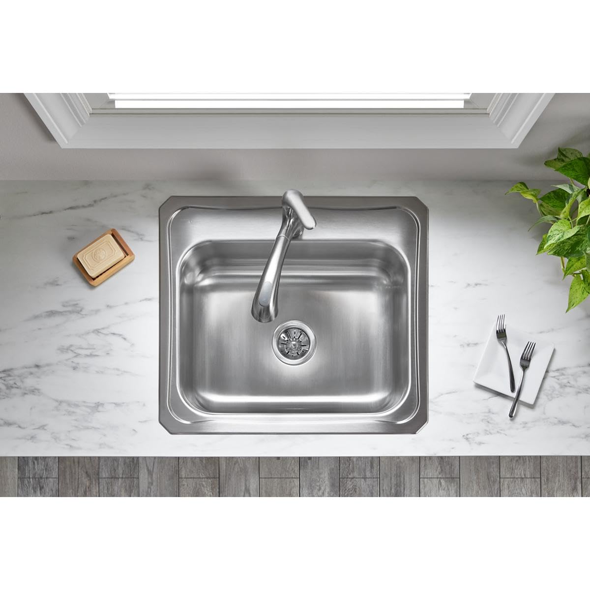 Elkay LK99 3-1/2" Deluxe Drain with Type 304 Stainless Steel Body, Strainer Basket, Rubber Seal, and Tailpiece