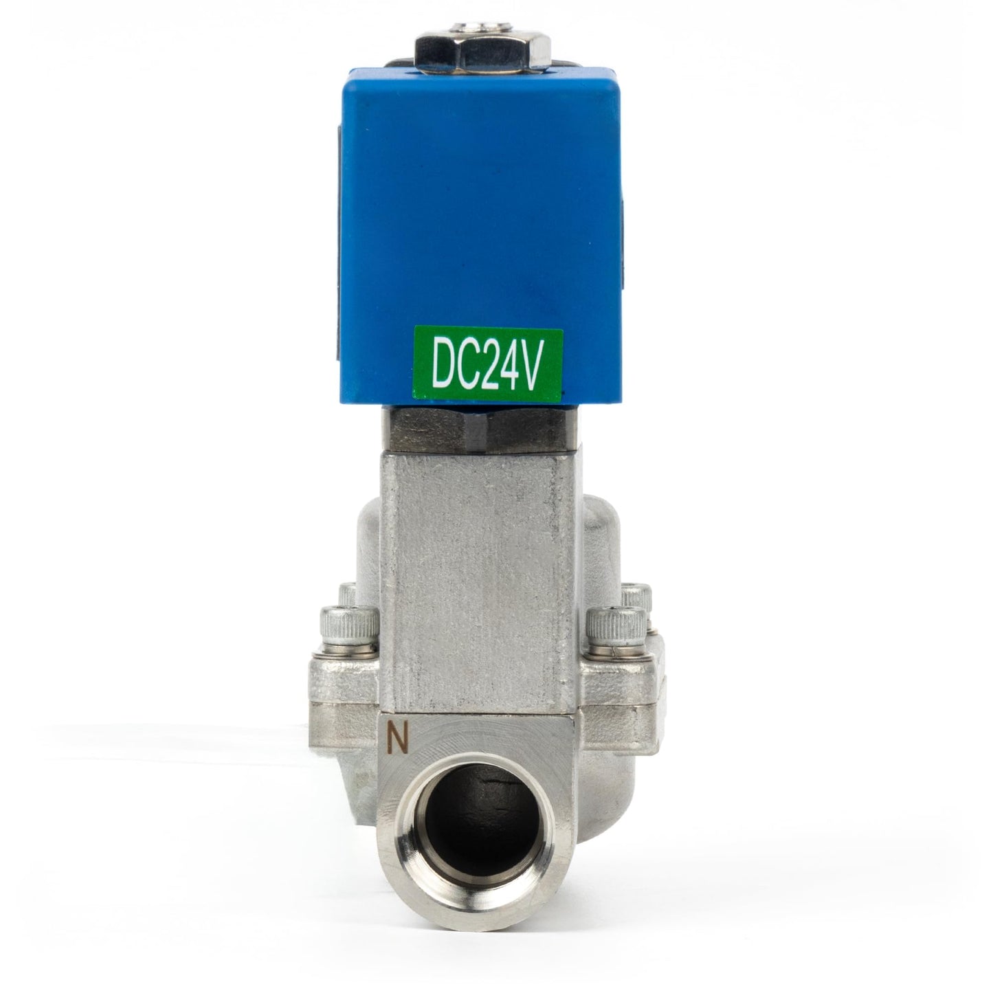 U.S. Solid 1/2" High Pressure Solenoid Valve, 24V DC, Stainless Steel, 100 bar, -76°F to 248°F – Heat-Resistant, High-Pressure Valve for Industrial Use, Water, Gas, Oil and Fluid Control