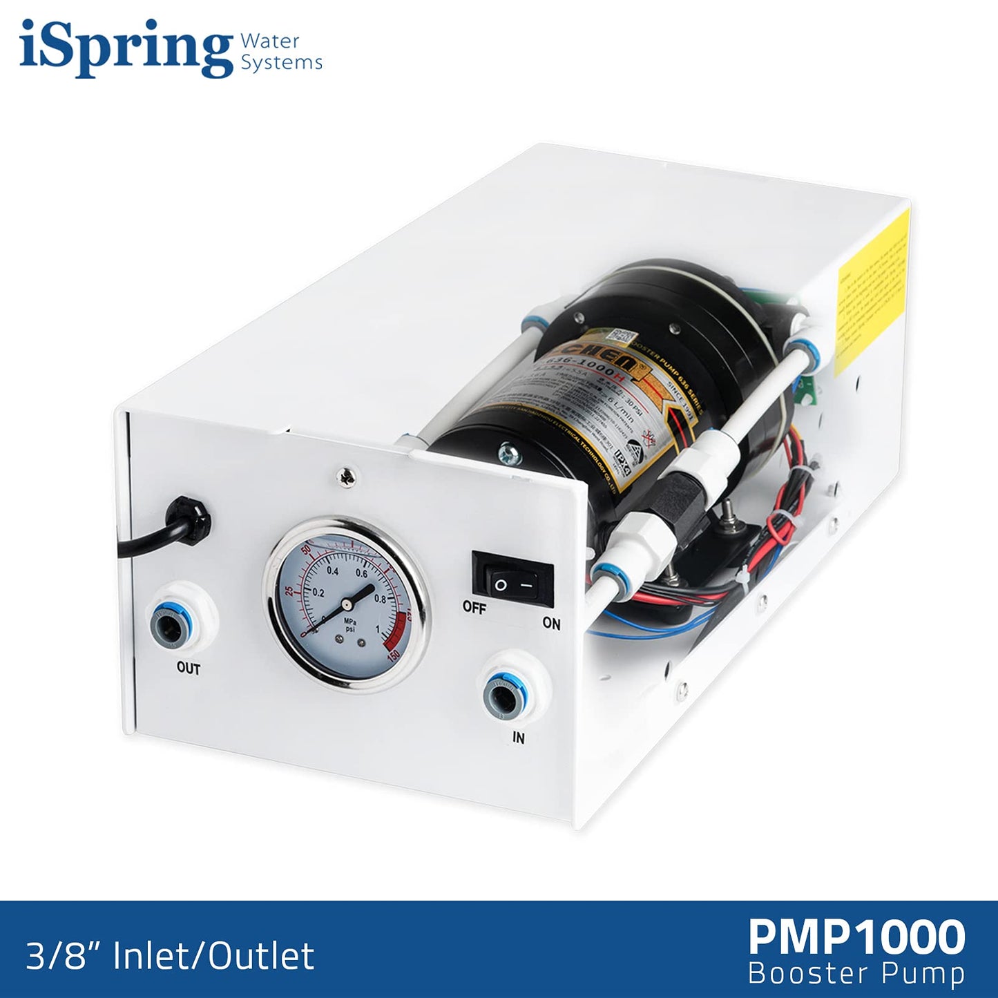 iSpring PMP1000 Water Booster Pump for High Capacity RO Membrane and Commercial Reverse Osmosis System Up to 120 psi, 3/8” Quick Connect Fitting