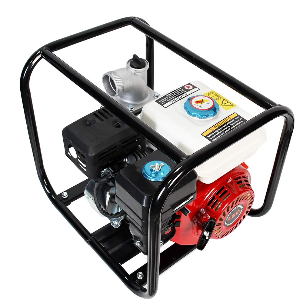 DC HOUSE 2" 6.5 HP 4-Stroke Gas Powered Semi-Trash Water Pump, 212cc 4-Cycle 158GPM High Flow Rate 26.2FT Suction 105FT Lift, High-Pressure Gasoline Transfer Pump