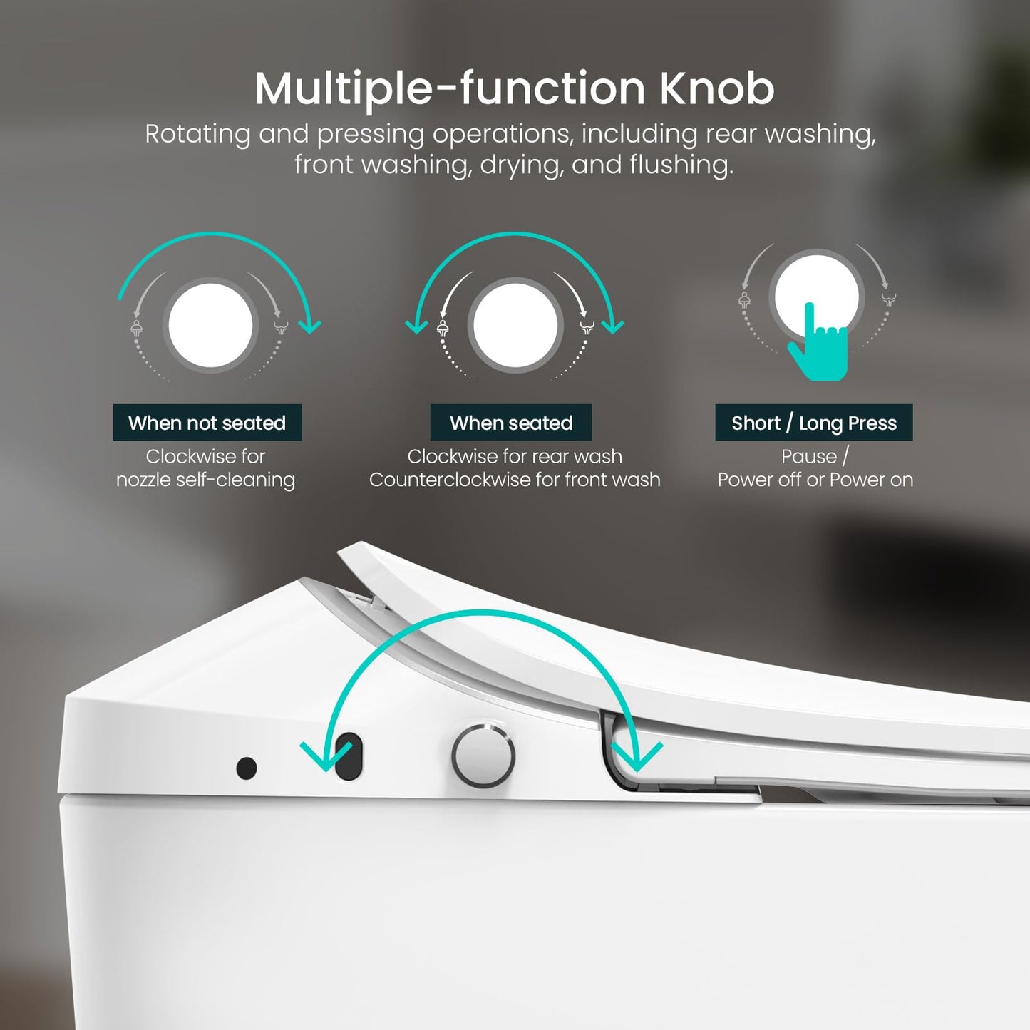R&T C2 Smart Toilet with Tank, One-Piece Bidet Toilet, Blackout Flush, Auto Open & Flush, Foot Sensor, Remote Control, Heated Seat, Warm Water, Air Dryer, Night Light & Deodorizer