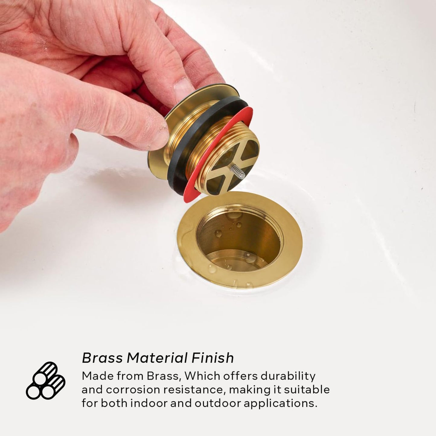Highcraft 1-1/2" Brass Standing Bath Waste & Overflow Combination Male & Female, 19" Brass Tube