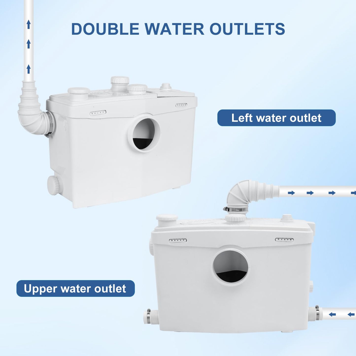 800W Macerator Pump for Macecrating Toilet Sewerage Sump Pump for Basement Room Toilet Upflush Waste Water Marine Toilet Disposal Laundry Sink Shower