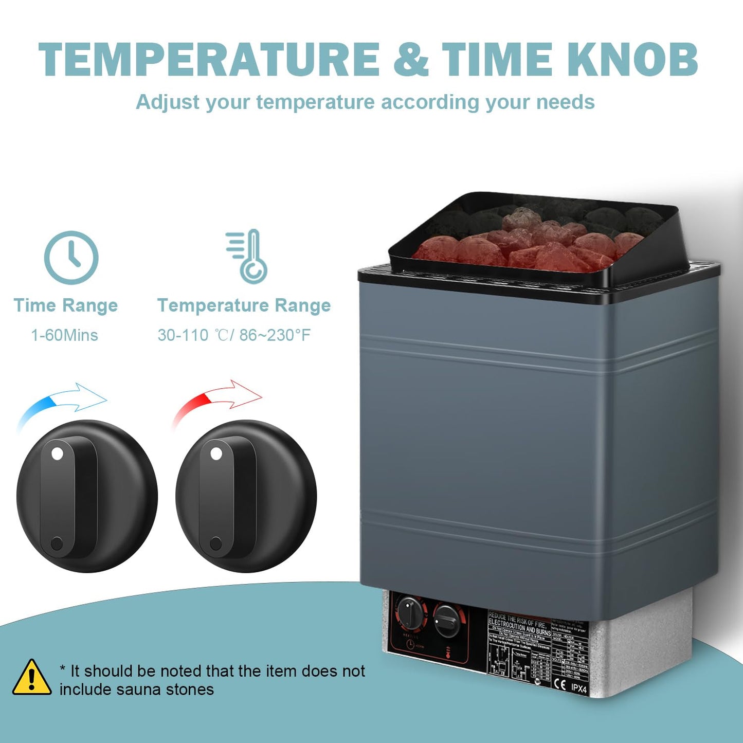Vanbolt Sauna Heater-Electric Sauna Heaters 220V 9KW，Dry Sauna Heater with Built-in Controller，Suitable for SPA Houses,Home,Hotels Dry Saunas Built-in Controller,Suitable 420 Cu.Ft (9KW 220V)