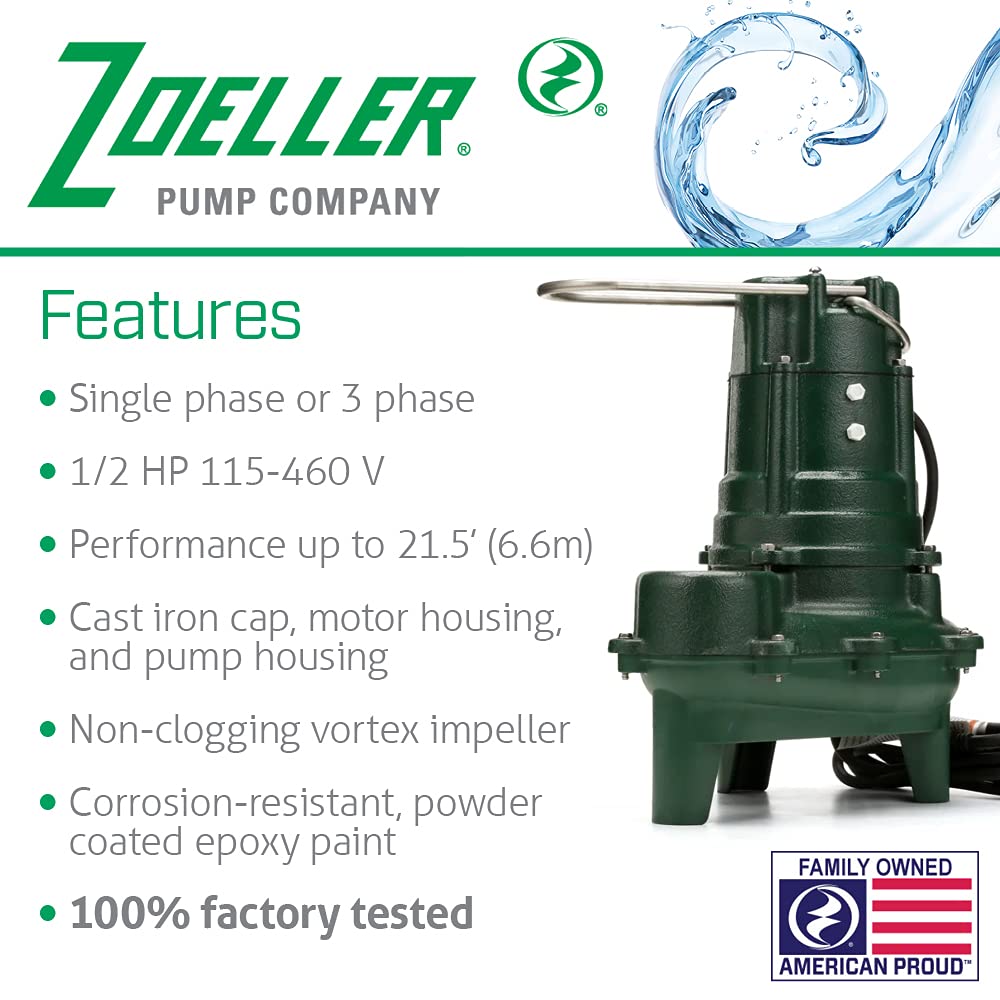 Zoeller Waste-Mate 267-0001 1/2 HP Sewage Pump & Zoeller 98-0001 1/2 HP Sump Pump Bundle
