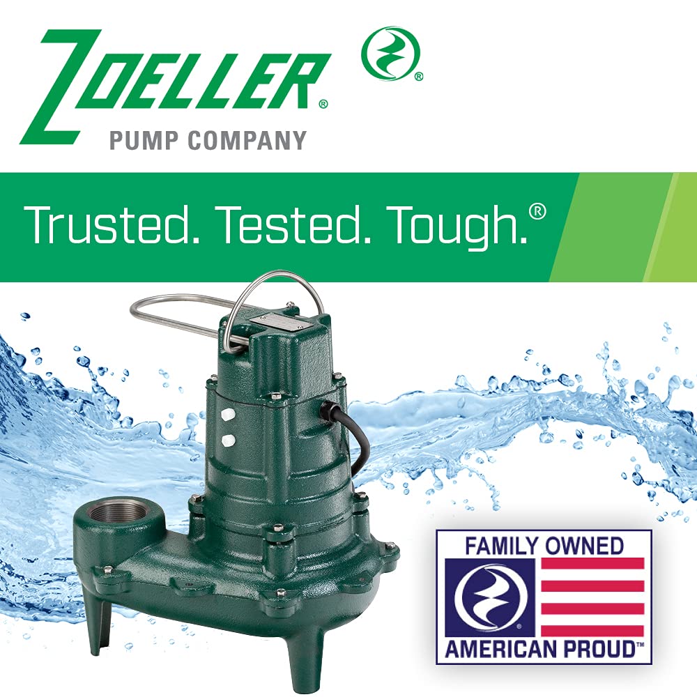 Zoeller Waste-Mate 267 Sewage Pump, 1/2 HP – Heavy-Duty Submersible Sewage, Effluent or Dewatering Pump