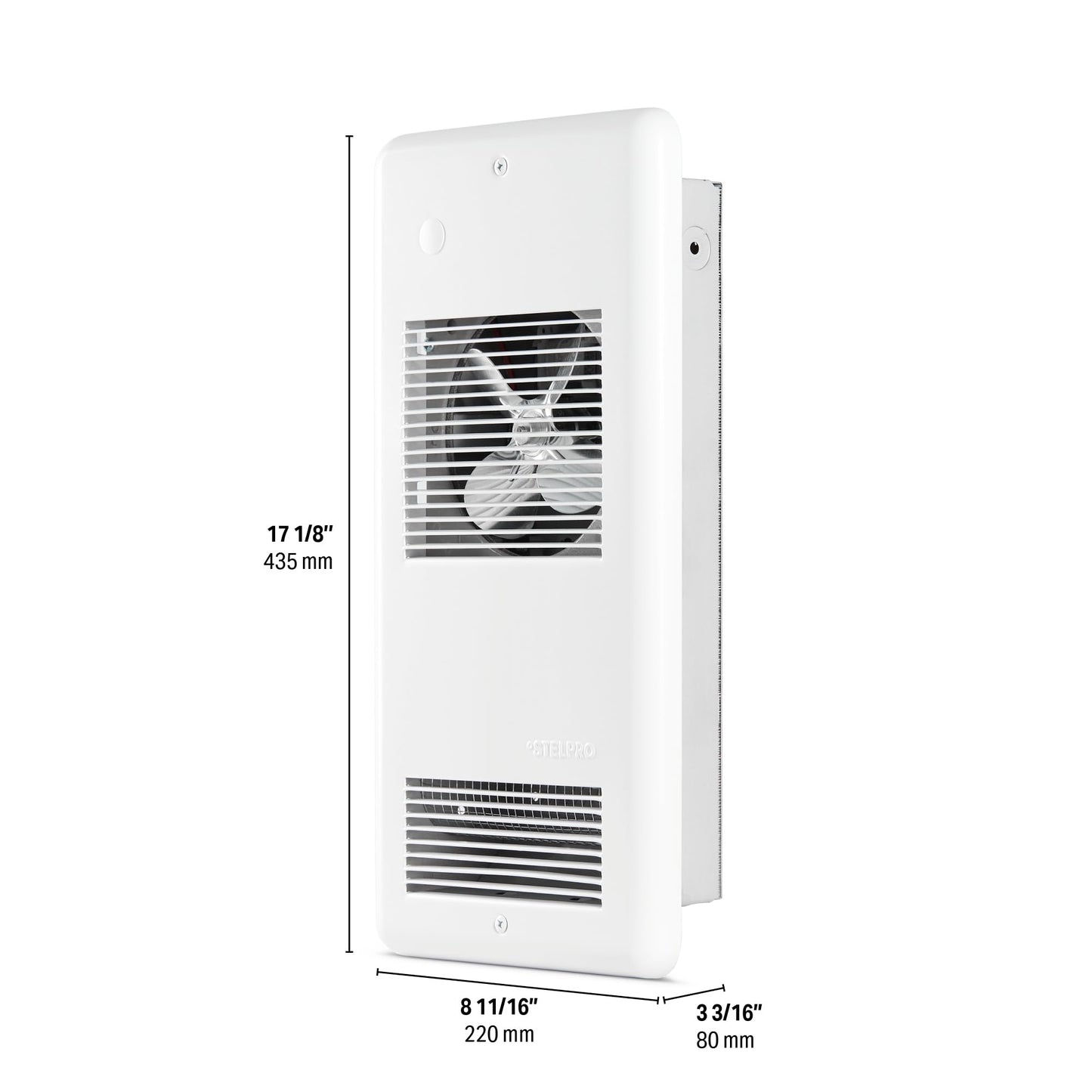 Stelpro Pulsair Electric Wall Fan Heater – 1500W or 1125W / 240V (750W or 563W / 208V) - Ultra-Quiet Nichrome Element Heater – Heats Quickly – No Built-In Thermostat (ARWF1502W) – White