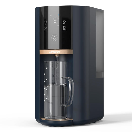Leysern Reverse Osmosis Water Filter Countertop, No Installation, 5-Stage RO Filtration with UV and Remineralization, Portable Water Purifier with Pitcher, 360° Swivel Base, NSF/ANSI 372 Certified