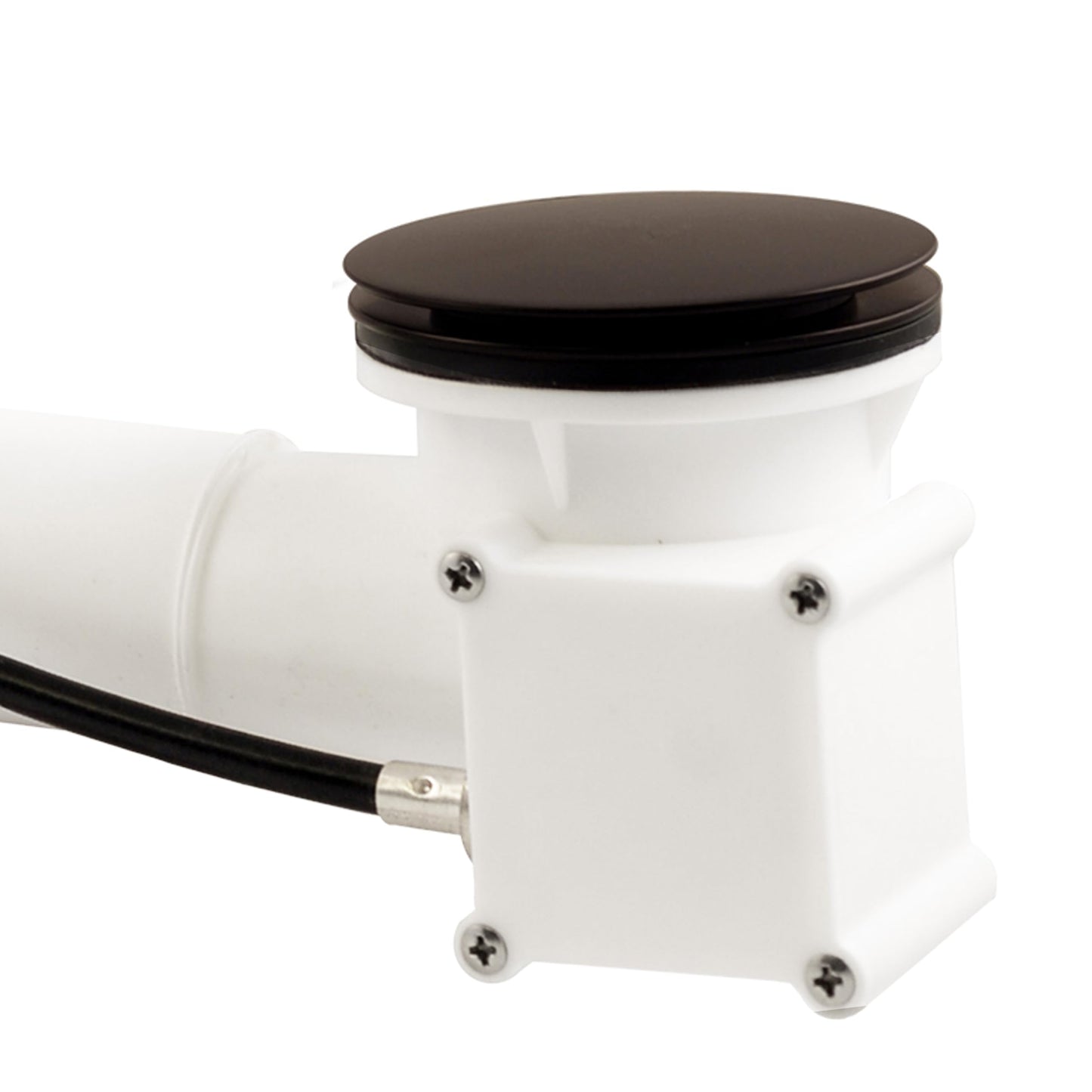 Westbrass A50P27TLE-12 27" Cable Drive Bath Drain Trim Kit with Rotary Overflow Cover Knob, European Stopper and Poly Tubular Pipes, Oil Rubbed Bronze