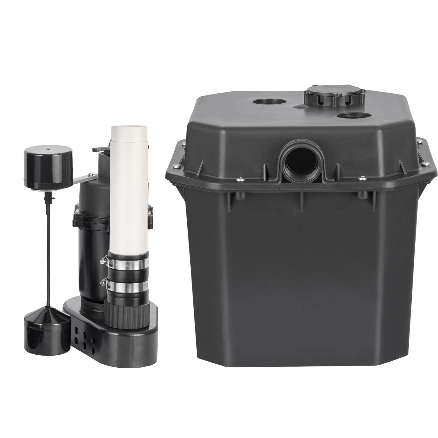 VEVOR Utility Sink Pump, 1/3 HP, 120-Volt, 2900 GPH Flow, 25 ft Head, Under-Sink Sump Pump System with 6 Gallon Basin, for Automatic Utility/Laundry, Drain Pump with 1-1/2" NPT Outlet, Black