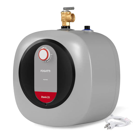 Fogatti 2.5 Gallon 1440W Electric Mini Tank Water Heater, Wall/Floor Mount, Gray