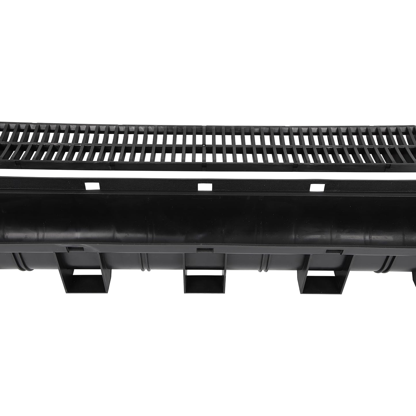 FAHKNS 6 Pack Trench Drain System, 5.9x5.1x39 Inch HDPE Drainage Trench,Black Driveway Trench Drain, Drainage Channel for Vehicle Passages, Patios, Garden Paths,Pool