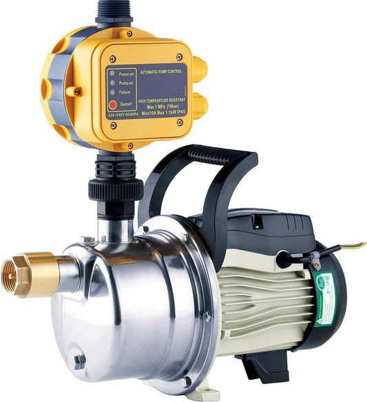 1/2 HP On Demand Household Water Booster Pump Pressure Increase 14GPM 110V Shallow Well Water Pump High Volume Irrigation Pump for Lawn Sprinkler System Self Priming Power Water Pump for Home